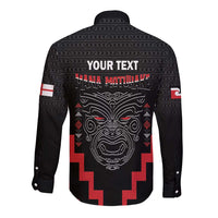 Personalised Toitu Te Tiriti Mana Maori Motuhake Long Sleeve Button Shirt Aotearoa Haka Face Mix Poutama Art LT14 - Polynesian Pride
