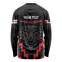 Personalised Toitu Te Tiriti Mana Maori Motuhake Long Sleeve Shirt Aotearoa Haka Face Mix Poutama Art LT14 - Polynesian Pride