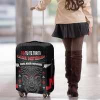 Personalised Toitu Te Tiriti Mana Maori Motuhake Luggage Cover Aotearoa Haka Face Mix Poutama Art LT14 - Polynesian Pride