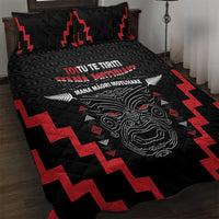 Personalised Toitu Te Tiriti Mana Maori Motuhake Quilt Bed Set Aotearoa Haka Face Mix Poutama Art LT14 Black - Polynesian Pride