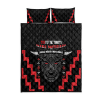 Personalised Toitu Te Tiriti Mana Maori Motuhake Quilt Bed Set Aotearoa Haka Face Mix Poutama Art LT14 - Polynesian Pride