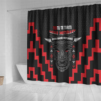Personalised Toitu Te Tiriti Mana Maori Motuhake Shower Curtain Aotearoa Haka Face Mix Poutama Art LT14 - Polynesian Pride