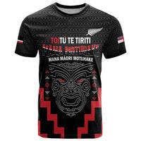 Personalised Toitu Te Tiriti Mana Maori Motuhake T Shirt Aotearoa Haka Face Mix Poutama Art LT14 Black - Polynesian Pride