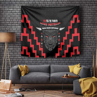 Personalised Toitu Te Tiriti Mana Maori Motuhake Tapestry Aotearoa Haka Face Mix Poutama Art LT14 Black - Polynesian Pride