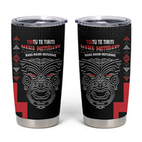 Toitu Te Tiriti Mana Maori Motuhake Tumbler Cup Aotearoa Haka Face Mix Poutama Art LT14 Black - Polynesian Pride