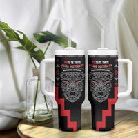 Toitu Te Tiriti Mana Maori Motuhake Tumbler With Handle Aotearoa Haka Face Mix Poutama Art LT14 - Polynesian Pride