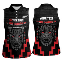 Personalised Toitu Te Tiriti Mana Maori Motuhake Women Sleeveless Polo Shirt Aotearoa Haka Face Mix Poutama Art LT14 - Polynesian Pride