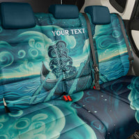 Personalised New Zealand Waitangi Day Back Car Seat Cover Hei Tiki With Maori Waka - Whakarare Pattern LT14 - Polynesian Pride
