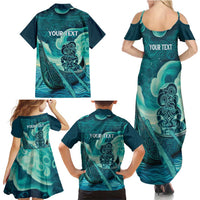 Personalised New Zealand Waitangi Day Family Matching Summer Maxi Dress and Hawaiian Shirt Hei Tiki With Maori Waka - Whakarare Pattern LT14 - Polynesian Pride
