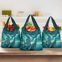 Personalised New Zealand Waitangi Day Grocery Bag Hei Tiki With Maori Waka - Whakarare Pattern