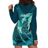 Personalised New Zealand Waitangi Day Hoodie Dress Hei Tiki With Maori Waka - Whakarare Pattern LT14 - Polynesian Pride