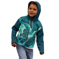 Personalised New Zealand Waitangi Day Kid Hoodie Hei Tiki With Maori Waka - Whakarare Pattern LT14 - Polynesian Pride