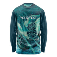 Personalised New Zealand Waitangi Day Long Sleeve Shirt Hei Tiki With Maori Waka - Whakarare Pattern LT14 - Polynesian Pride