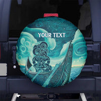 Personalised New Zealand Waitangi Day Spare Tire Cover Hei Tiki With Maori Waka - Whakarare Pattern LT14 - Polynesian Pride