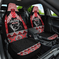 Toitu Te Tiriti O Waitangi Car Seat Cover Maori Wharenui With Taniko Motifs LT14 One Size Red - Polynesian Pride