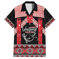 Toitu Te Tiriti O Waitangi Family Matching Short Sleeve Bodycon Dress and Hawaiian Shirt Maori Wharenui With Taniko Motifs LT14 Dad's Shirt - Short Sleeve Red - Polynesian Pride
