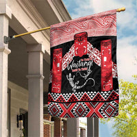 Toitu Te Tiriti O Waitangi Garden Flag Maori Wharenui With Taniko Motifs LT14 House Flag Red - Polynesian Pride