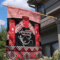Toitu Te Tiriti O Waitangi Garden Flag Maori Wharenui With Taniko Motifs LT14 - Polynesian Pride