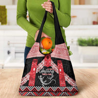 Toitu Te Tiriti O Waitangi Grocery Bag Maori Wharenui With Taniko Motifs LT14 - Polynesian Pride