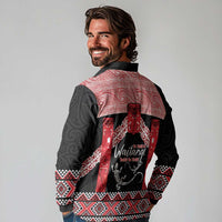 Toitu Te Tiriti O Waitangi Long Sleeve Polo Shirt Maori Wharenui With Taniko Motifs LT14 - Polynesian Pride