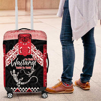 Toitu Te Tiriti O Waitangi Luggage Cover Maori Wharenui With Taniko Motifs LT14 Red - Polynesian Pride