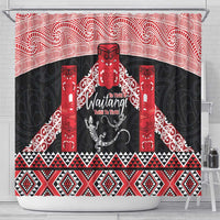 Toitu Te Tiriti O Waitangi Shower Curtain Maori Wharenui With Taniko Motifs LT14 - Polynesian Pride