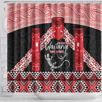 Toitu Te Tiriti O Waitangi Shower Curtain Maori Wharenui With Taniko Motifs LT14 - Polynesian Pride
