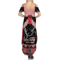 Toitu Te Tiriti O Waitangi Summer Maxi Dress Maori Wharenui With Taniko Motifs LT14 - Polynesian Pride