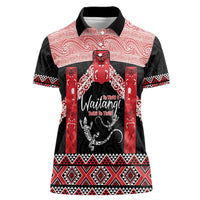 Toitu Te Tiriti O Waitangi Women Polo Shirt Maori Wharenui With Taniko Motifs LT14 Female Red - Polynesian Pride