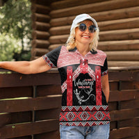 Toitu Te Tiriti O Waitangi Women Polo Shirt Maori Wharenui With Taniko Motifs LT14 - Polynesian Pride