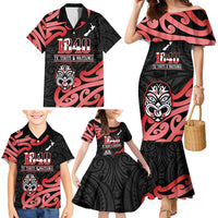 New Zealand 1840 Waitangi Day Family Matching Mermaid Dress and Hawaiian Shirt Aotearoa Haka Mask - Red Version LT14 - Polynesian Pride