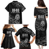 New Zealand 1840 Waitangi Day Family Matching Puletasi and Hawaiian Shirt Aotearoa Haka Mask - Black Version LT14 - Polynesian Pride
