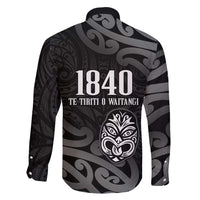 New Zealand 1840 Waitangi Day Family Matching Short Sleeve Bodycon Dress and Hawaiian Shirt Aotearoa Haka Mask - Black Version LT14 - Polynesian Pride