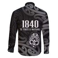 New Zealand 1840 Waitangi Day Family Matching Summer Maxi Dress and Hawaiian Shirt Aotearoa Haka Mask - Black Version LT14 - Polynesian Pride