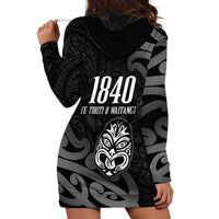 New Zealand 1840 Waitangi Day Hoodie Dress Aotearoa Haka Mask - Black Version LT14 - Polynesian Pride