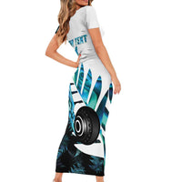 New Zealand Lawn Bowls Custom Family Matching Short Sleeve Bodycon Dress and Hawaiian Shirt Aotearoa Silver Fern Paua Shell LT14 - Polynesian Pride