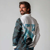 New Zealand Lawn Bowls Custom Long Sleeve Polo Shirt Aotearoa Silver Fern Paua Shell LT14 - Polynesian Pride