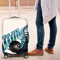 New Zealand Lawn Bowls Custom Luggage Cover Aotearoa Silver Fern Paua Shell - Polynesian Pride