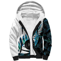 New Zealand Lawn Bowls Custom Sherpa Hoodie Aotearoa Silver Fern Paua Shell LT14 Unisex Black - Polynesian Pride