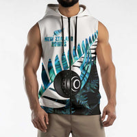New Zealand Lawn Bowls Custom Sleeveless Zip Hoodie Aotearoa Silver Fern Paua Shell LT14 - Polynesian Pride
