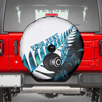 New Zealand Lawn Bowls Custom Spare Tire Cover Aotearoa Silver Fern Paua Shell LT14 - Polynesian Pride