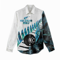 New Zealand Lawn Bowls Custom Women Casual Shirt Aotearoa Silver Fern Paua Shell LT14 - Polynesian Pride