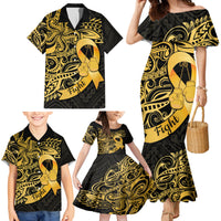 Polynesia Bone Cancer Awareness Family Matching Mermaid Dress and Hawaiian Shirt Fight Warriors LT14 - Polynesian Pride