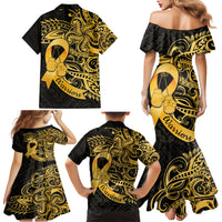 Polynesia Bone Cancer Awareness Family Matching Mermaid Dress and Hawaiian Shirt Fight Warriors LT14 - Polynesian Pride