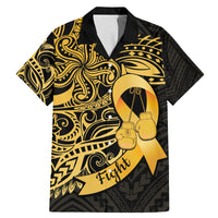 Polynesia Bone Cancer Awareness Family Matching Mermaid Dress and Hawaiian Shirt Fight Warriors LT14 Dad's Shirt - Short Sleeve Black - Polynesian Pride