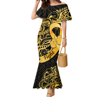 Polynesia Bone Cancer Awareness Family Matching Mermaid Dress and Hawaiian Shirt Fight Warriors LT14 Mom's Dress Black - Polynesian Pride