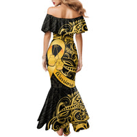 Polynesia Bone Cancer Awareness Family Matching Mermaid Dress and Hawaiian Shirt Fight Warriors LT14 - Polynesian Pride