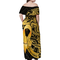 Polynesia Bone Cancer Awareness Family Matching Off Shoulder Maxi Dress and Hawaiian Shirt Fight Warriors LT14 - Polynesian Pride