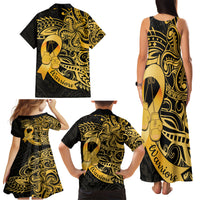 Polynesia Bone Cancer Awareness Family Matching Tank Maxi Dress and Hawaiian Shirt Fight Warriors LT14 - Polynesian Pride