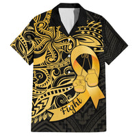 Polynesia Bone Cancer Awareness Family Matching Tank Maxi Dress and Hawaiian Shirt Fight Warriors LT14 Dad's Shirt - Short Sleeve Black - Polynesian Pride